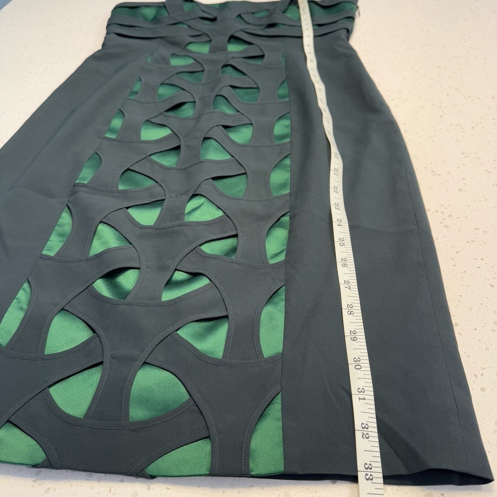 Karen Millen Green Silk Strapless Cutout Cocktail Dress Women’s Small - Picture 9 of 10